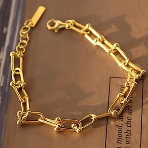 U Link Gold Plated Minimalist Bracelet